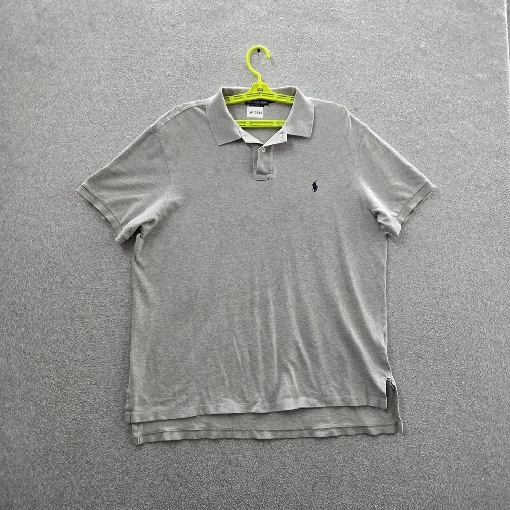 Polo Ralph Lauren Men Polo XL Gray Embroidered Pony Logo‎ Custom Short Sleeve